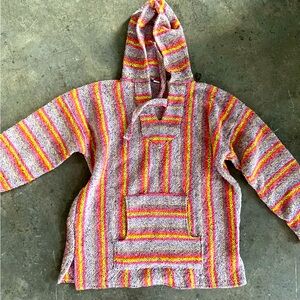 Drug rug Baja blanket Mexican hoodie pullover sweatshirt M